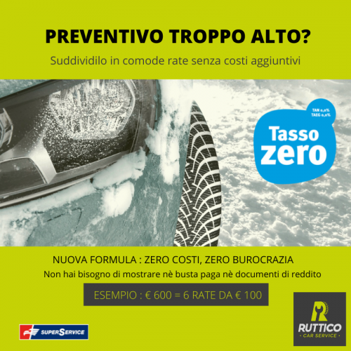 Pagamento a Rate Tasso Zero- Ruttico Car Service